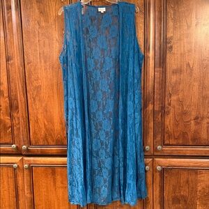 LuLaRoe Teal Lace Joy Duster Vest